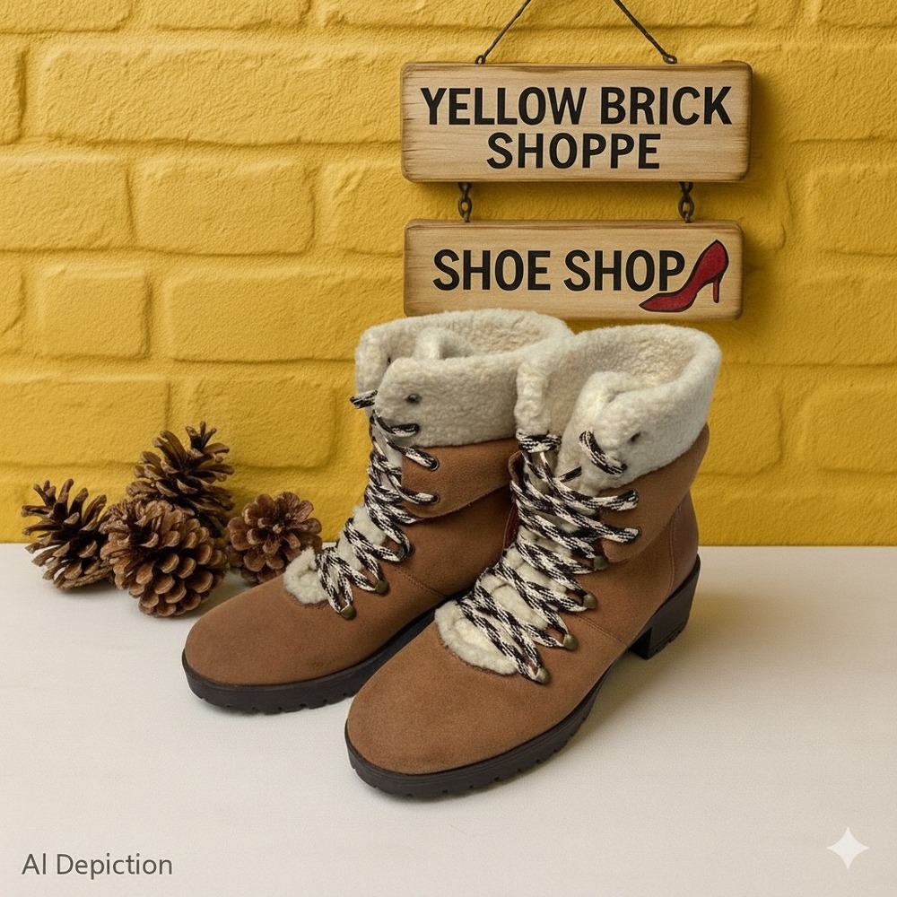 Skechers Brown Suede Lace Up Hiking Snow Boots 8.5